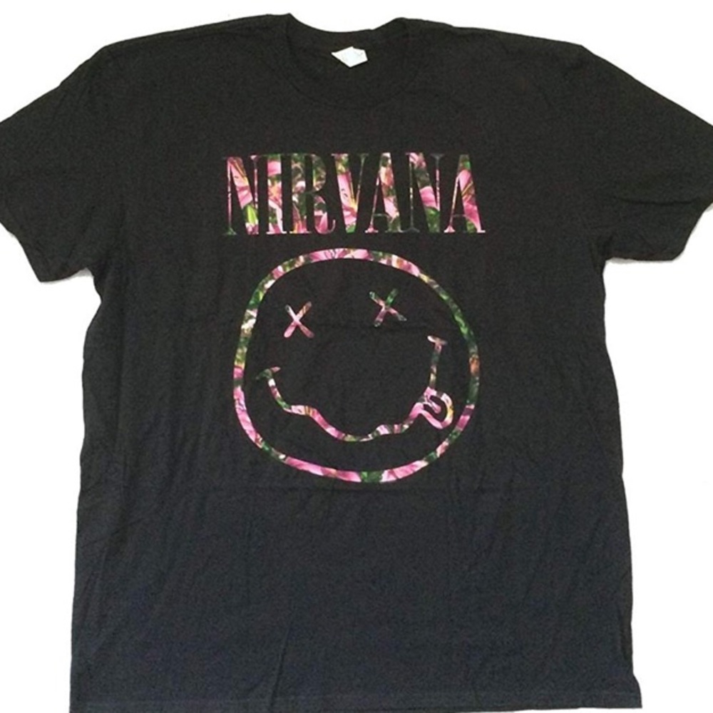 Nirvana Band Tee with Floral Letters